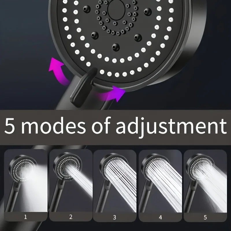 Bluejw Adjustable 5-Spray Handheld Shower Head Set with 1.5m Hose - High Pressure Water Saving Hand Shower Kit - Image 5